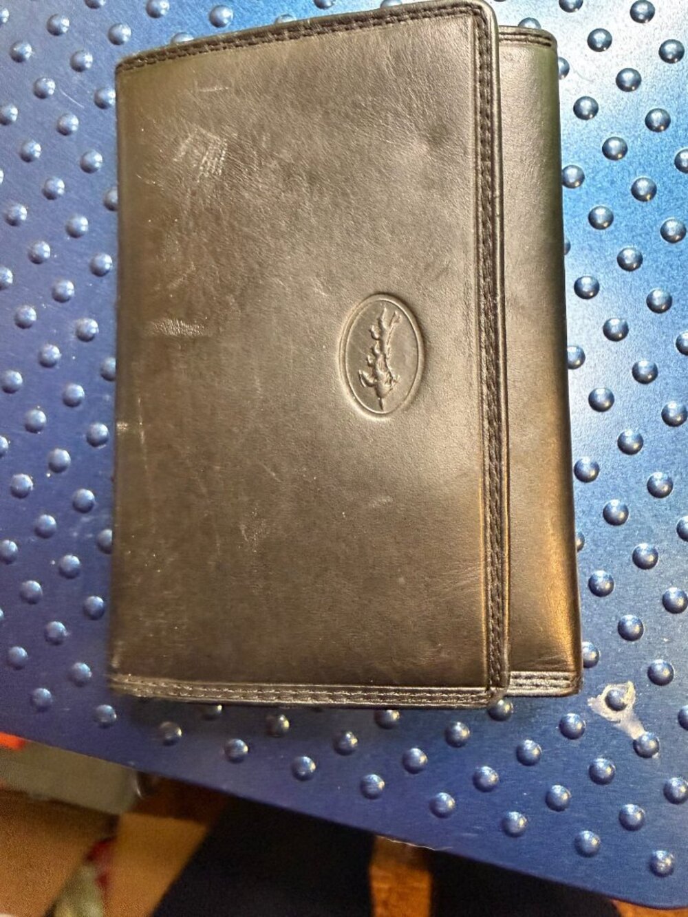 Francinel Black Leather Trifold Checkbook Wallet Organizer